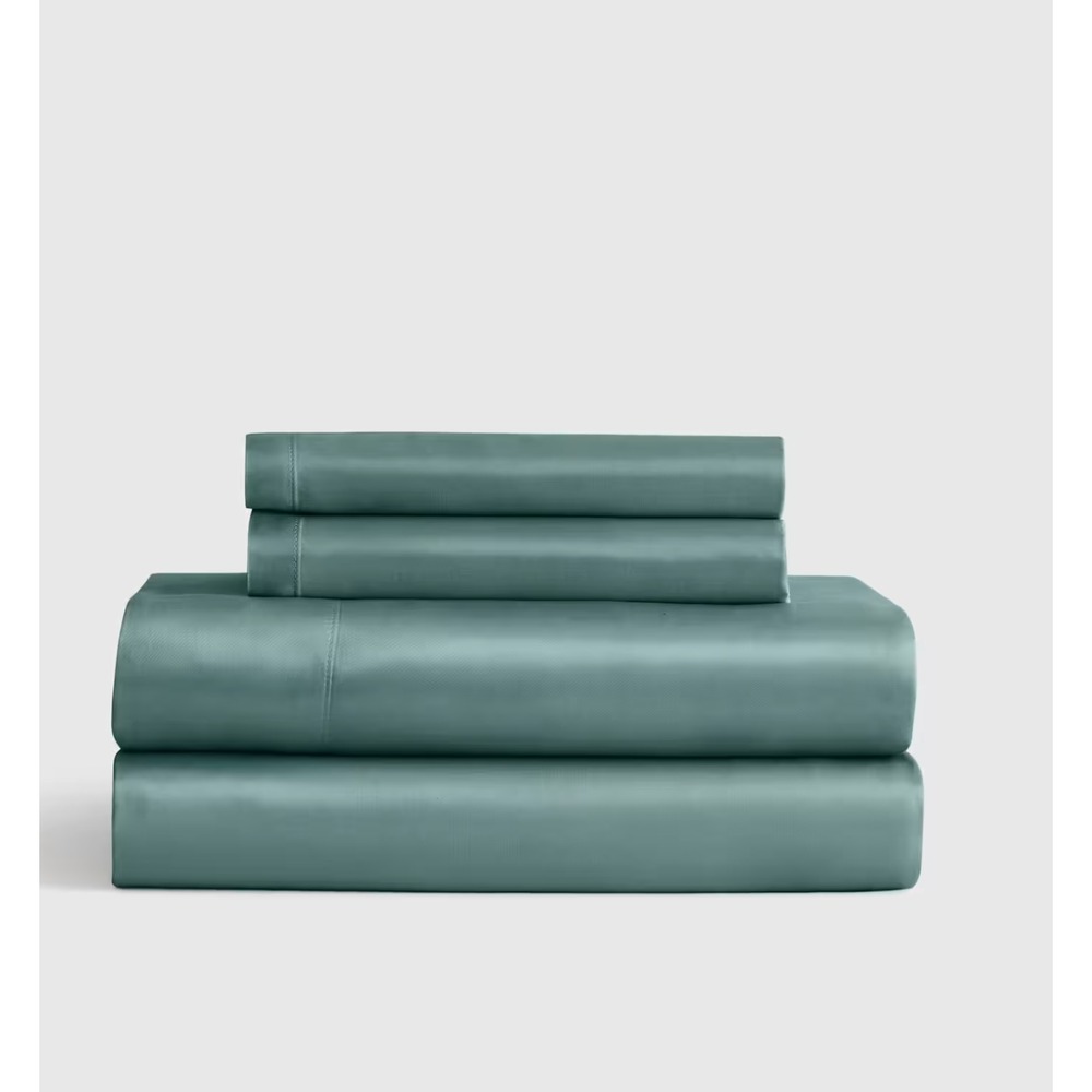 Quince Bamboo Sheet Set Queen Size Ocean Blue 4 Piece w/ Flat Sheet